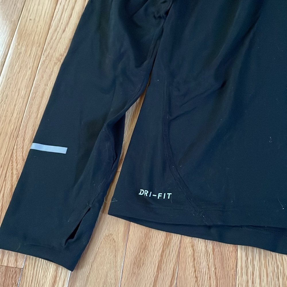 Nike 1/4 Zip Pullover Mens Large Black White Swoosh Logo Sweatshirt Running Gym - Picture 3 of 10